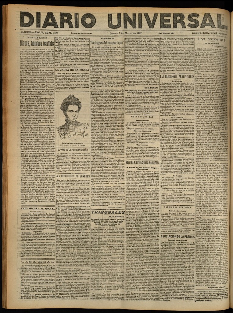 Miniatura de Diario Universal del 7 de marzo de 1907, edición de noche