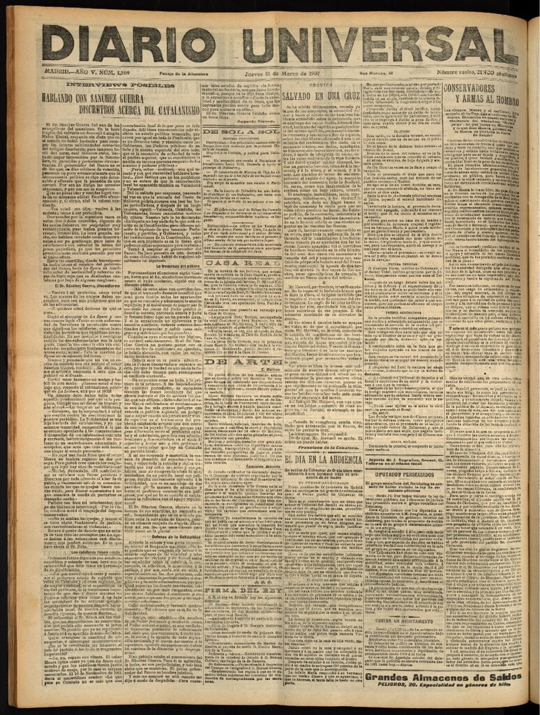 Miniatura de Diario Universal del 21 de marzo de 1907, edición de noche