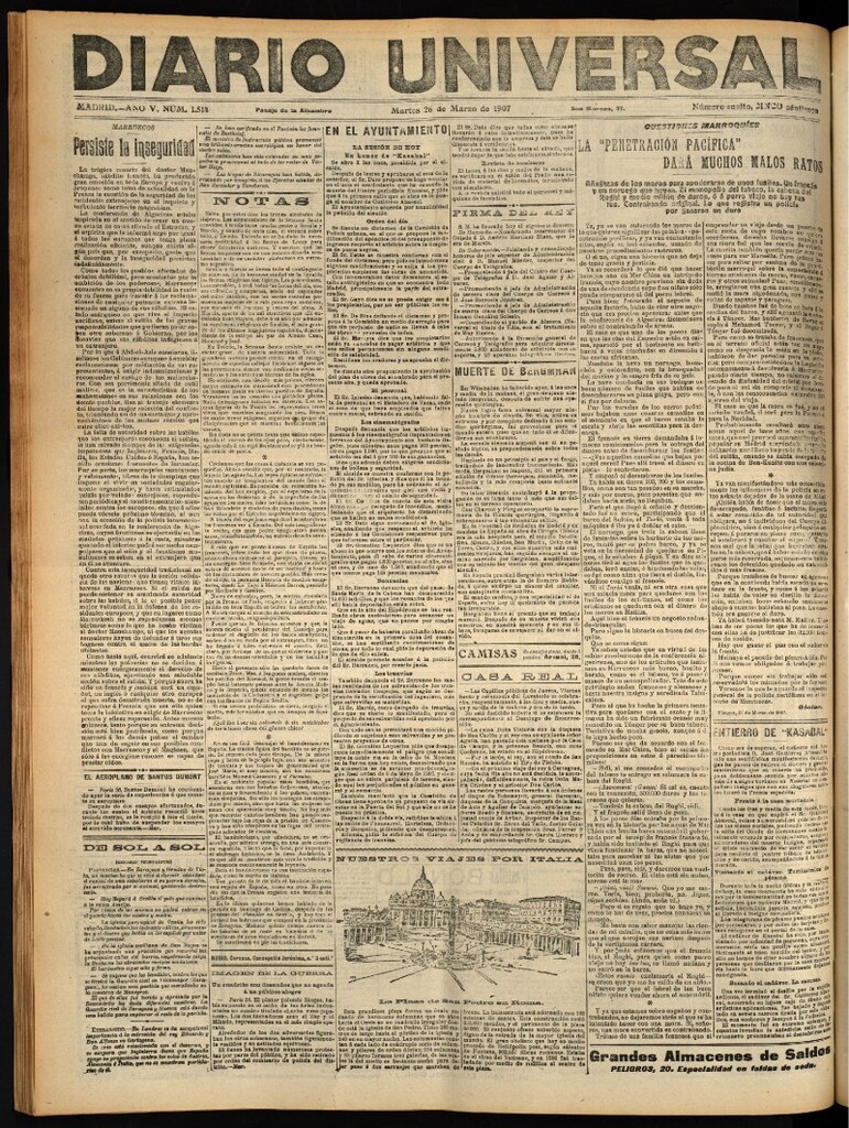 Miniatura de Diario Universal del 26 de marzo de 1907, edición de noche