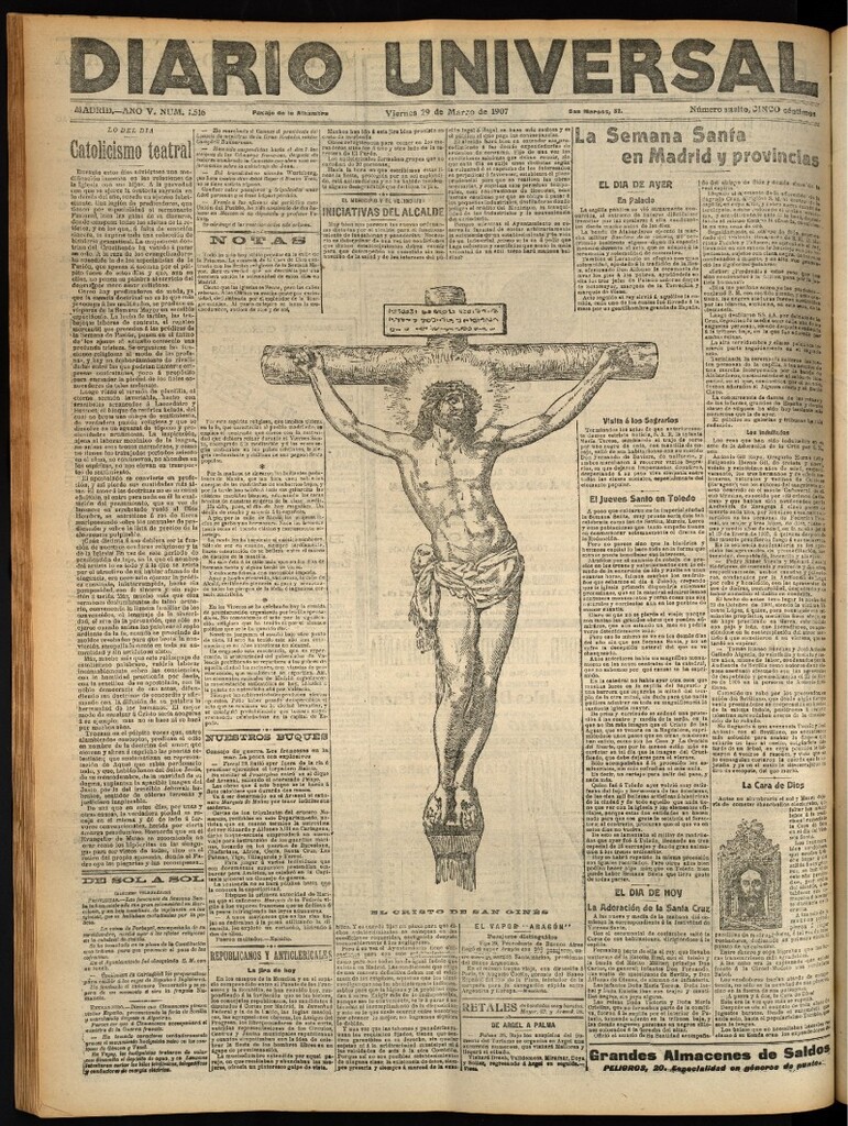 Miniatura de Diario Universal del 29 de marzo de 1907, edición de noche
