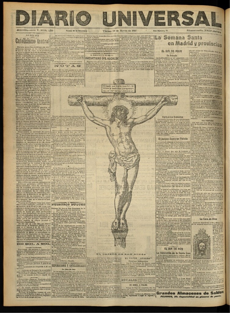 Miniatura de Diario Universal del 29 de marzo de 1907, edición de tarde