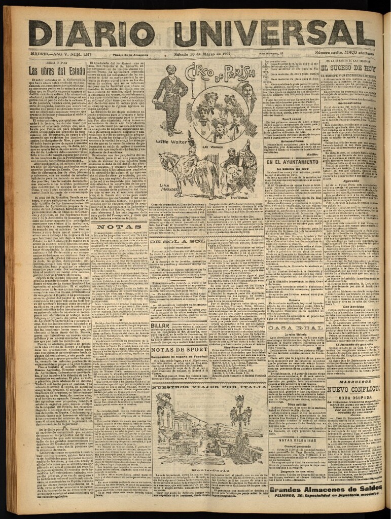 Miniatura de Diario Universal del 30 de marzo de 1907, edición de noche