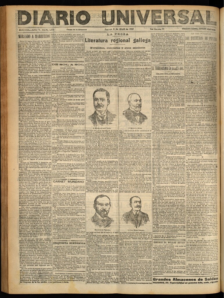 Miniatura de Diario Universal del 11 de abril de 1907, edición de noche