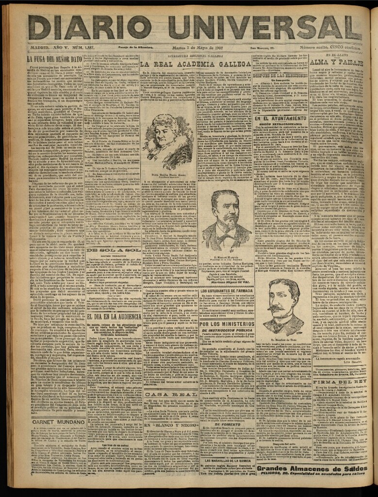 Miniatura de Diario Universal del 7 de mayo de 1907, edición de tarde