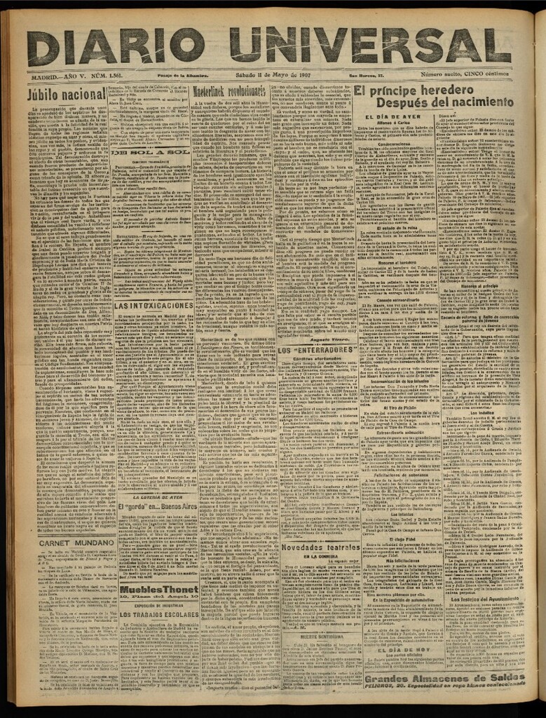 Miniatura de Diario Universal del 11 de mayo de 1907, edición de tarde