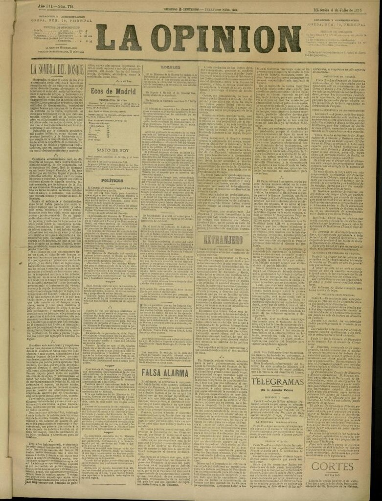 Miniatura de La Opinión del 4 de julio de 1888, nº 772