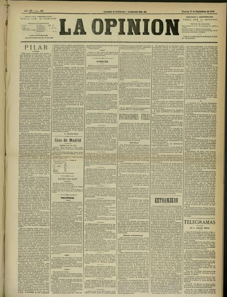 Miniatura de La Opinión del 21 de septiembre de 1888, nº 837