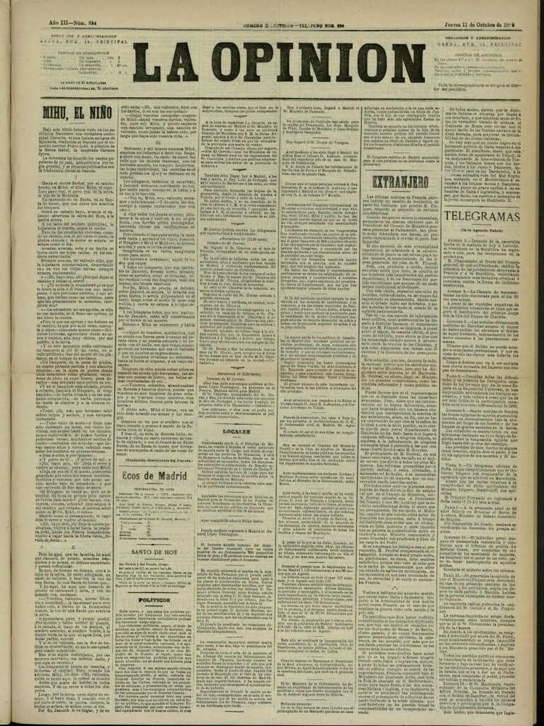Miniatura de La Opinión del 11 de octubre de 1888, nº 854