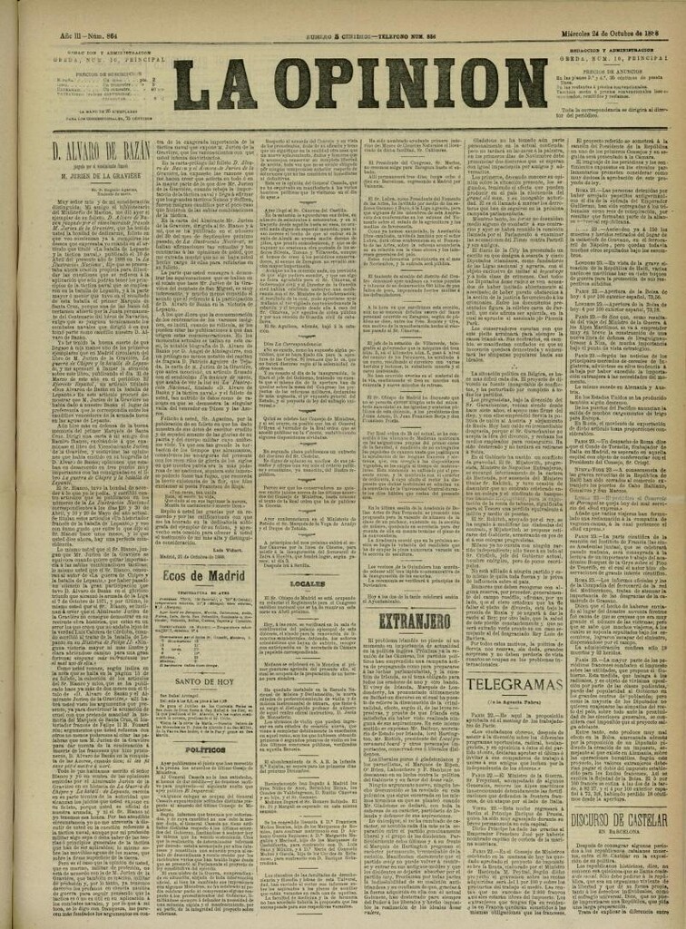 Miniatura de La Opinión del 24 de octubre de 1888, nº 864