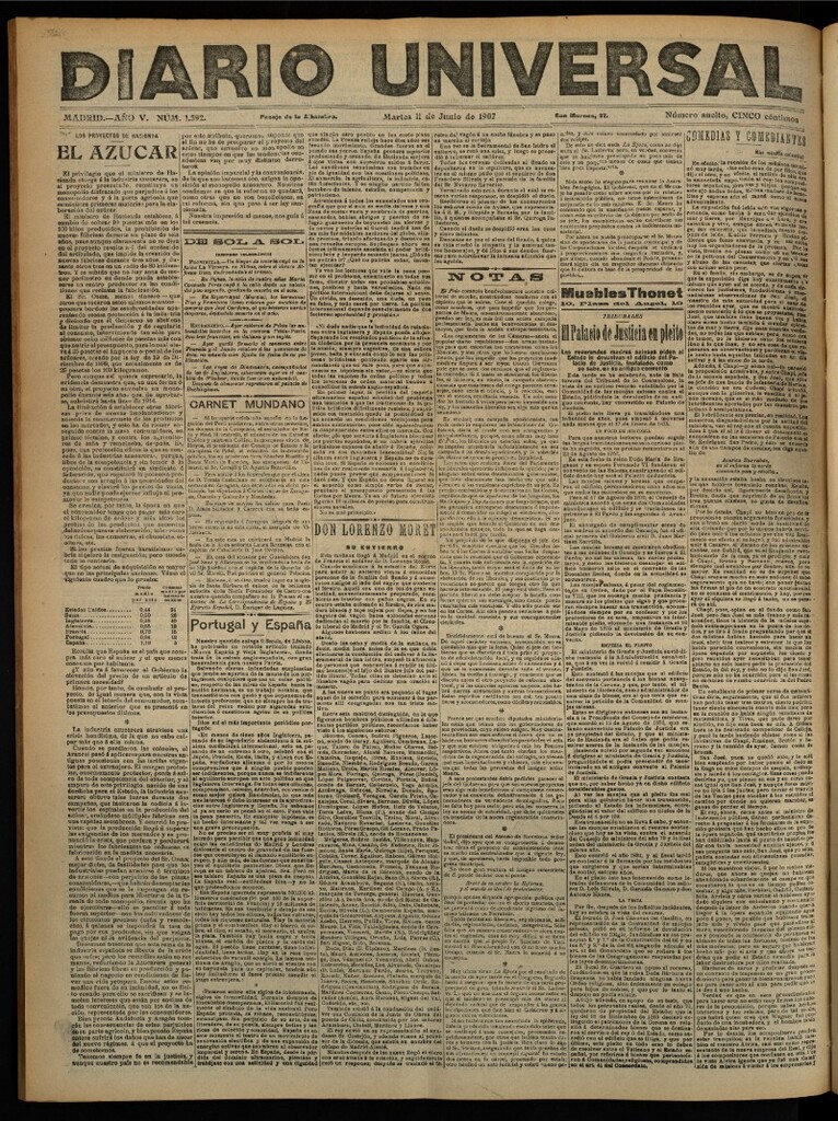 Miniatura de Diario Universal del 11 de junio de 1907, edición de noche