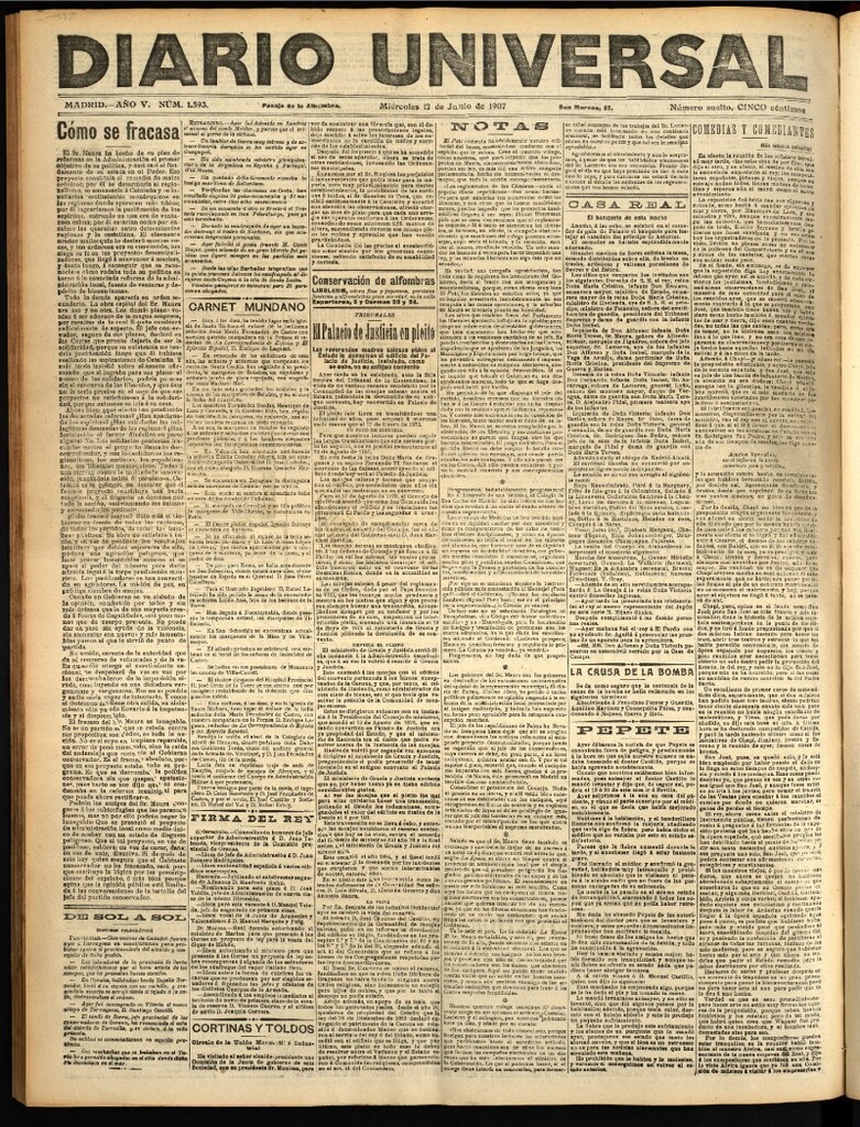 Miniatura de Diario Universal del 12 de junio de 1907, edición de tarde