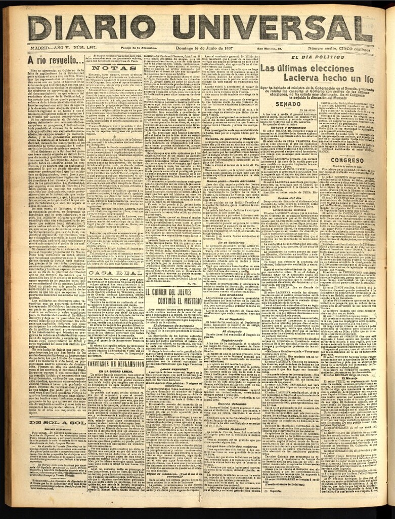 Miniatura de Diario Universal del 16 de junio de 1907, edición de tarde