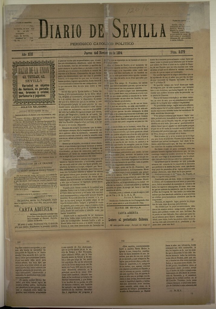 Miniatura de Diario de Sevilla: periódico católico político