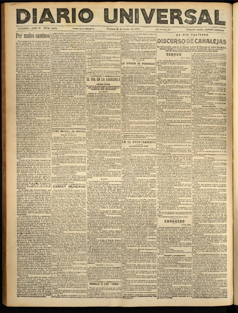 Miniatura de Diario Universal del 21 de junio de 1907, edición de tarde