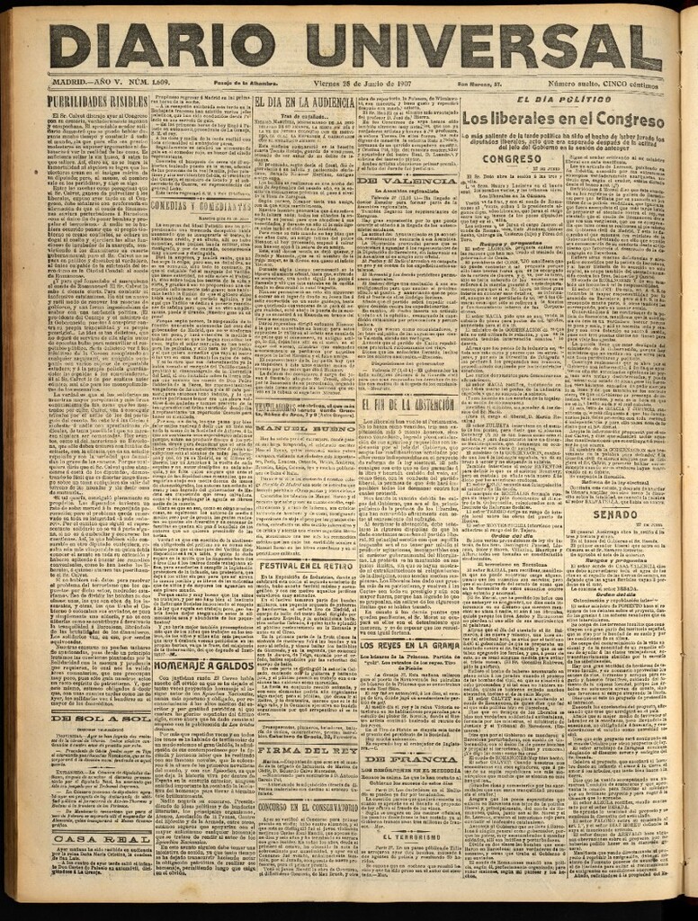 Miniatura de Diario Universal del 28 de junio de 1907, edición de tarde