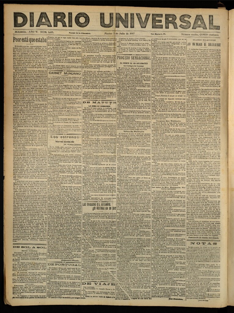 Miniatura de Diario Universal del 2 de julio de 1907