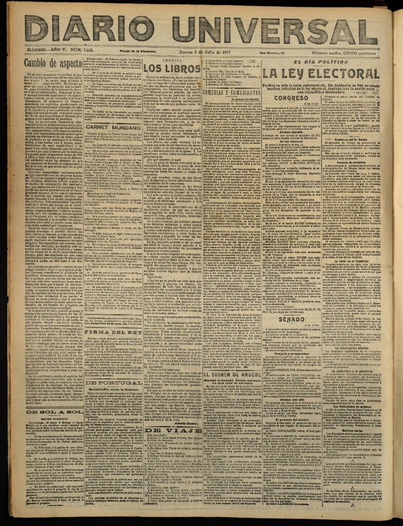Miniatura de Diario Universal del 4 de julio de 1907