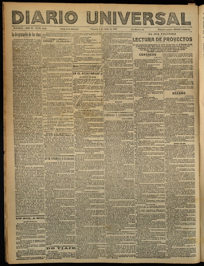 Miniatura de Diario Universal del 5 de julio de 1907