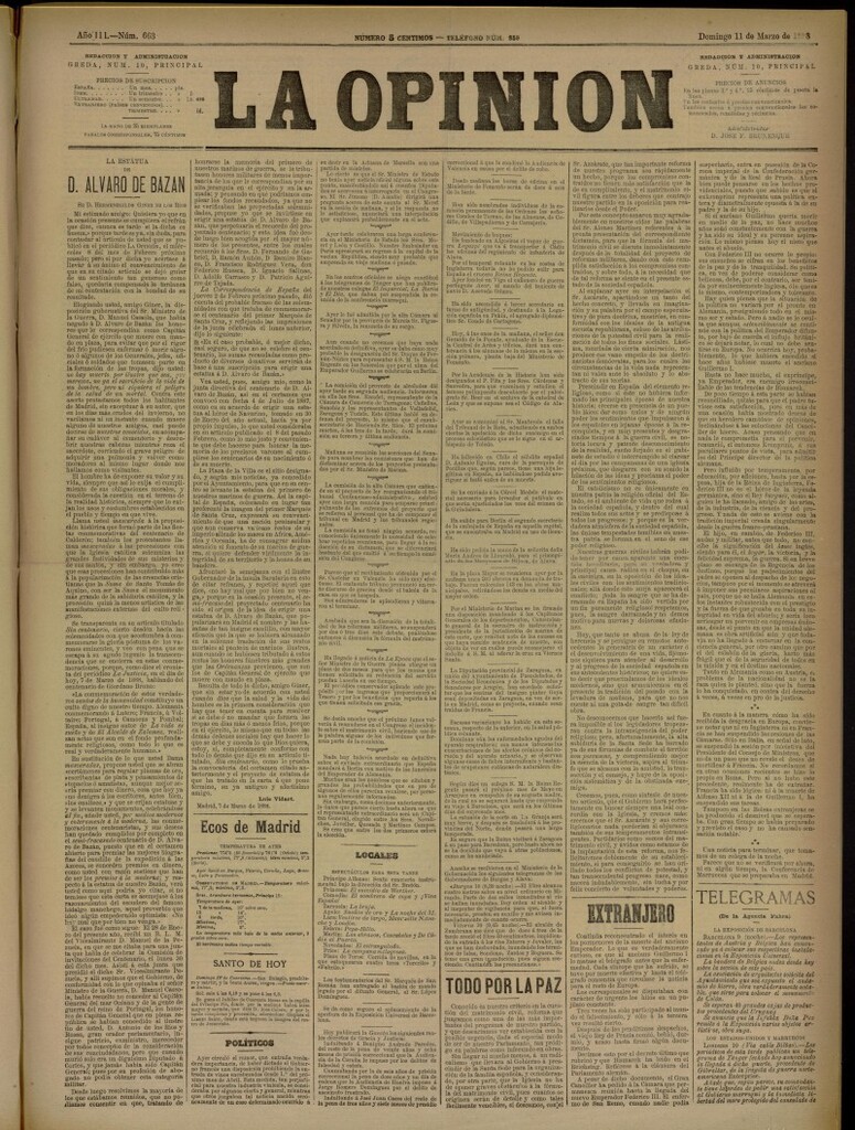Miniatura de La Opinión del 11 de marzo de 1888, nº 663