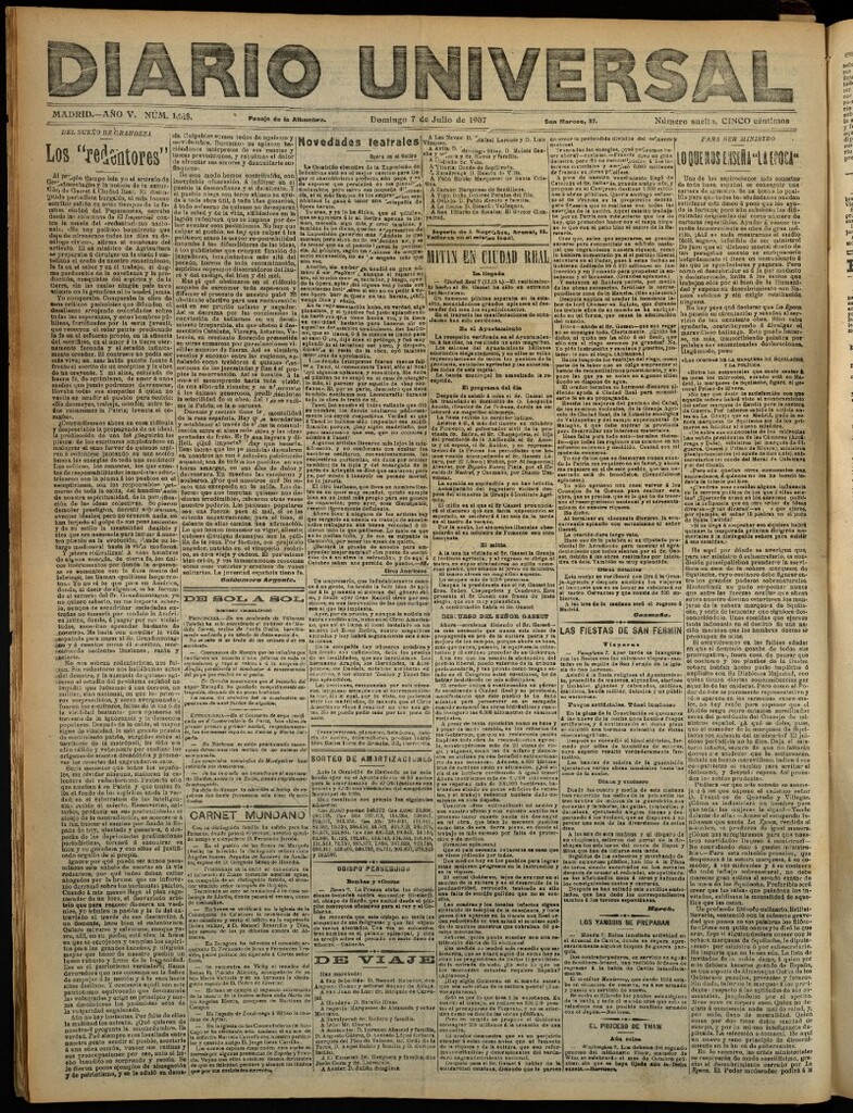 Miniatura de Diario Universal del 7 de julio de 1907