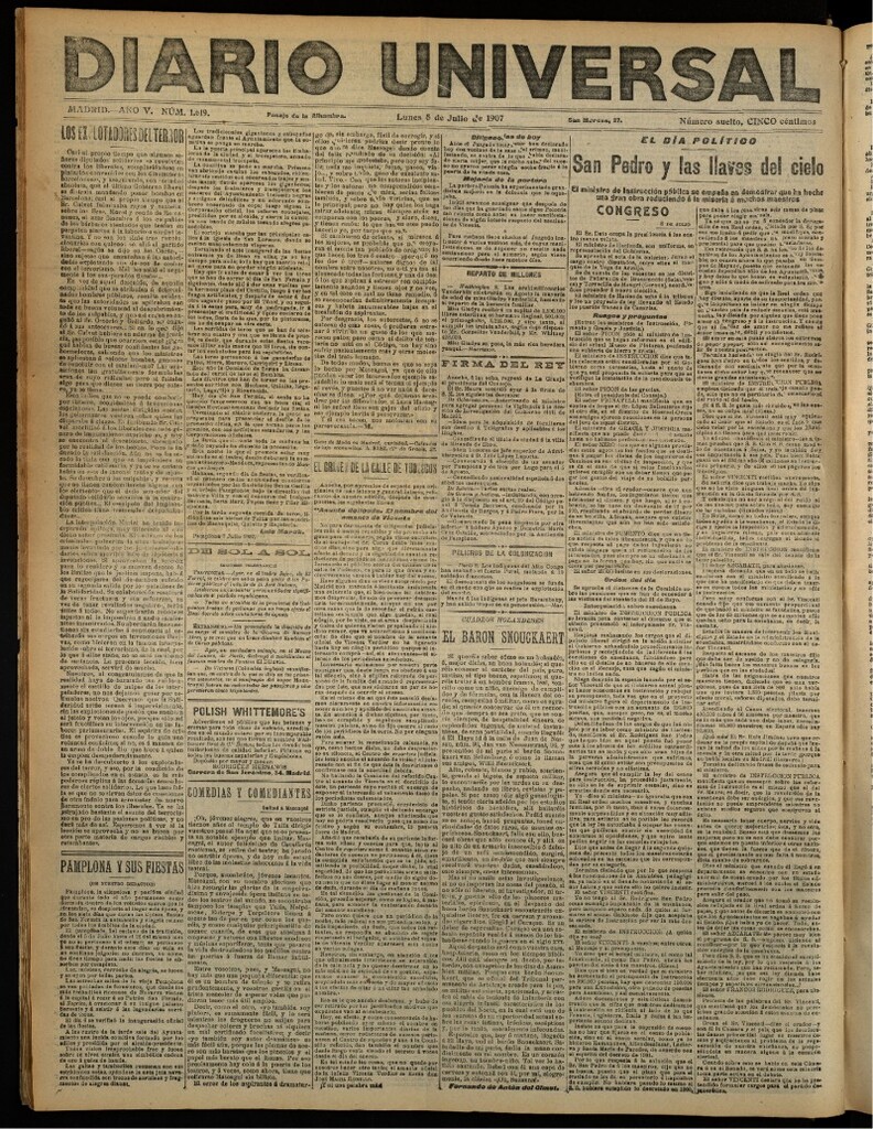 Miniatura de Diario Universal del 8 de julio de 1907