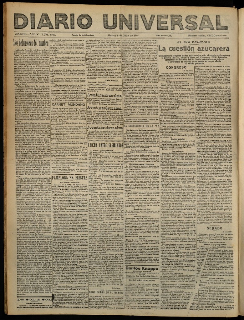 Miniatura de Diario Universal del 9 de julio de 1907
