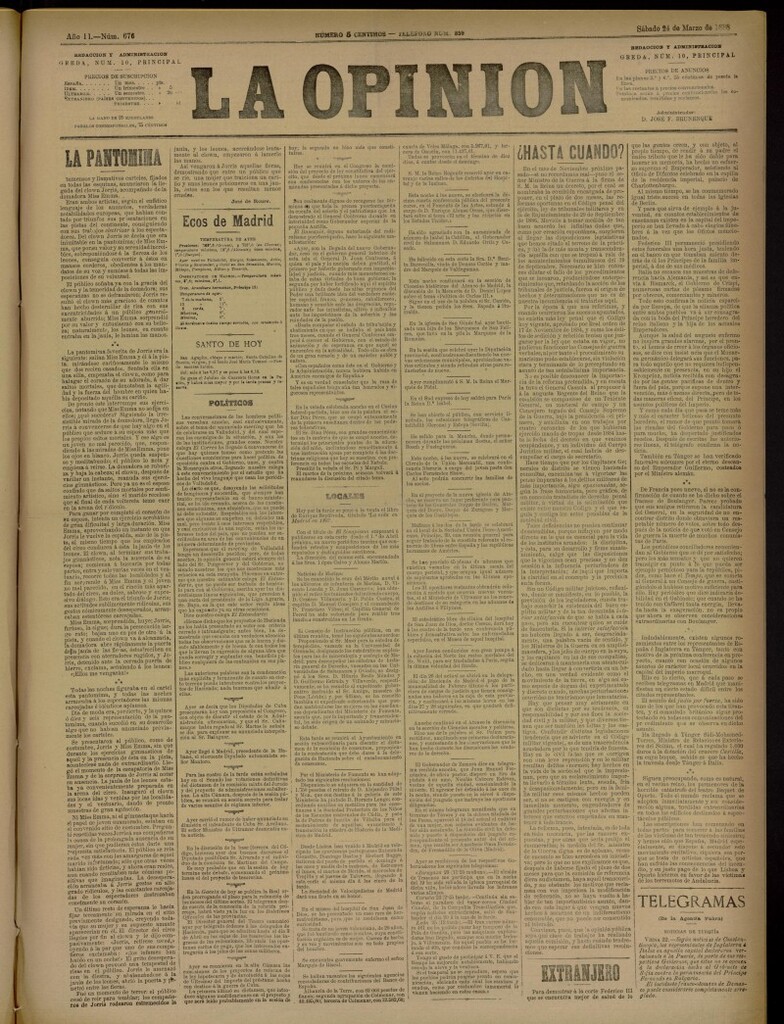 Miniatura de La Opinión del 24 de marzo de 1888, nº 676