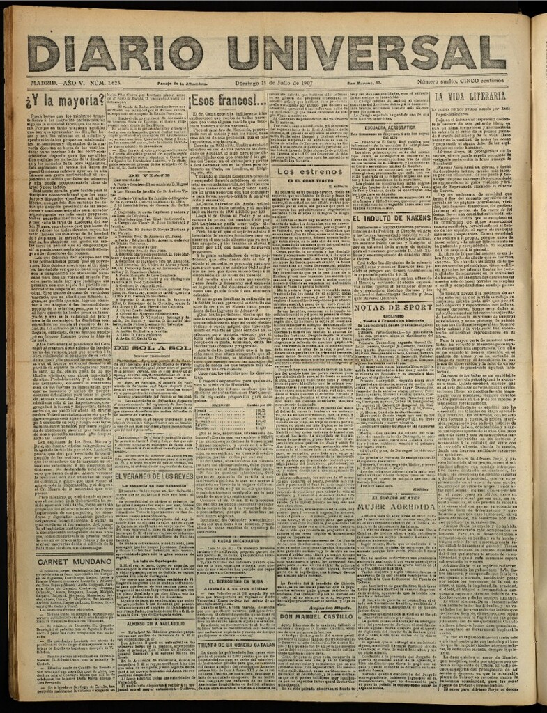 Miniatura de Diario Universal del 14 de julio de 1907