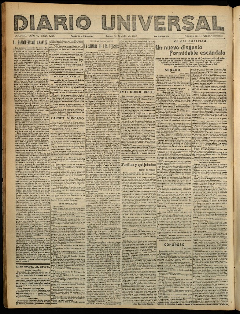 Miniatura de Diario Universal del 15 de julio de 1907