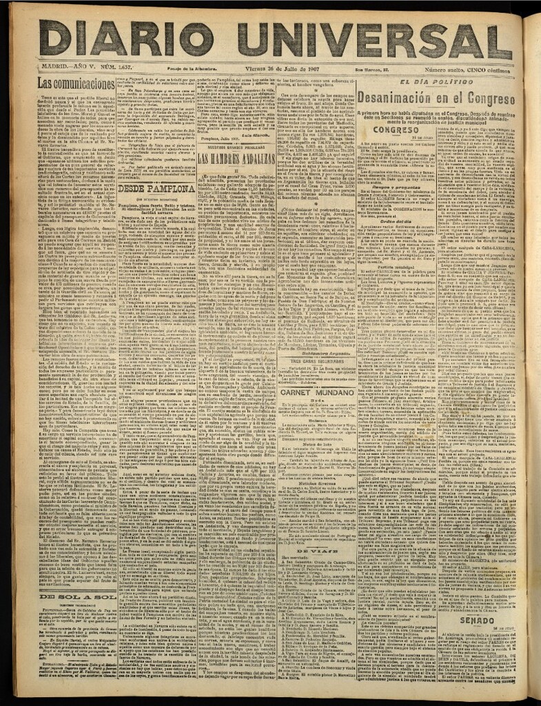 Miniatura de Diario Universal del 26 de julio de 1907