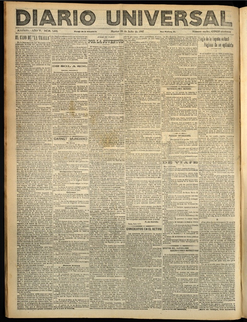 Miniatura de Diario Universal del 30 de julio de 1907