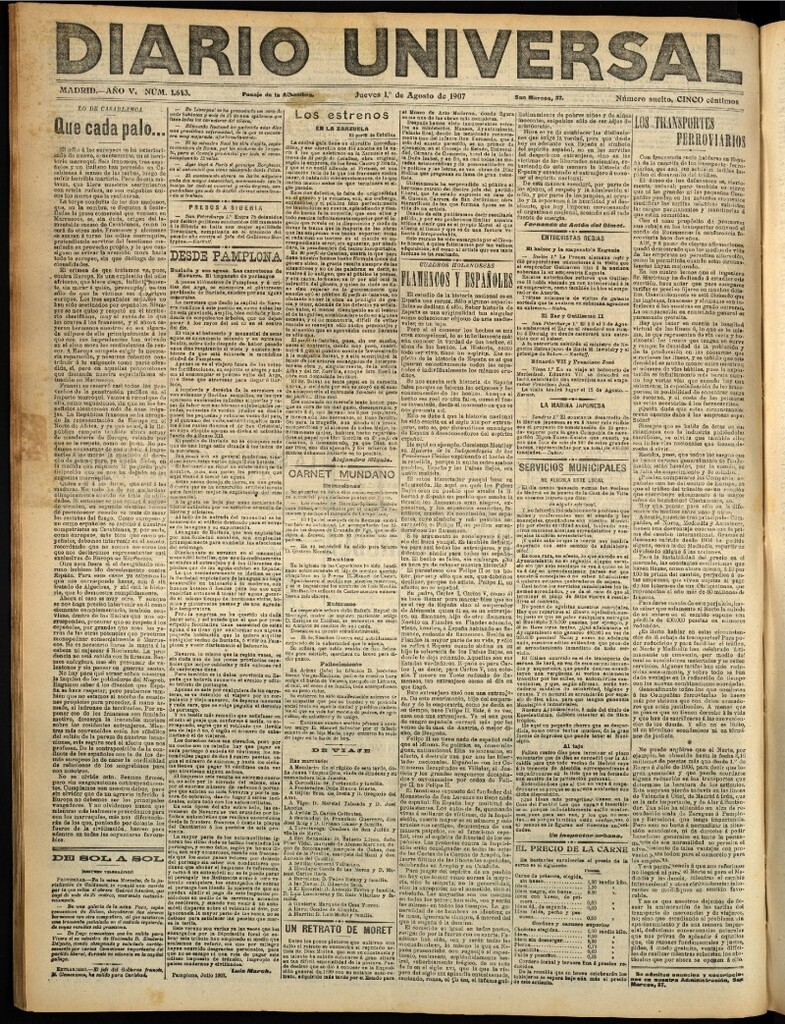 Miniatura de Diario Universal del 1 de agosto de 1907