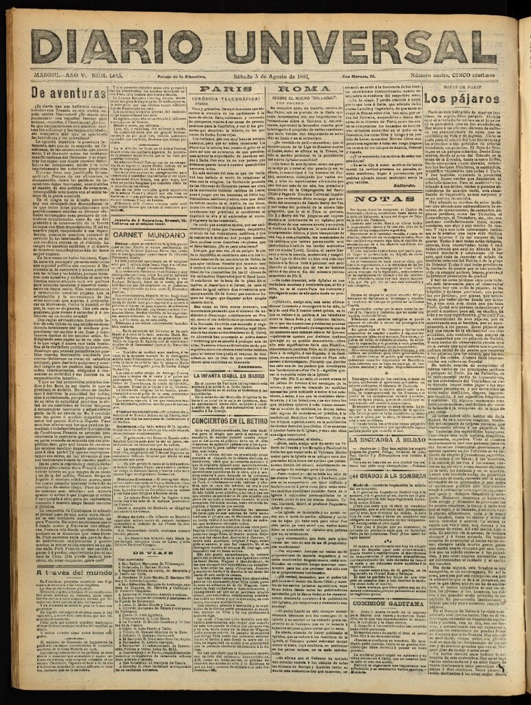 Miniatura de Diario Universal del 3 de agosto de 1907