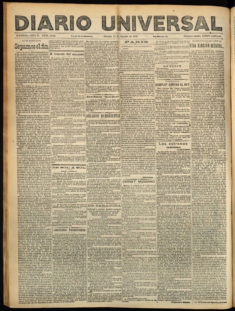 Miniatura de Diario Universal del 24 de agosto de 1907