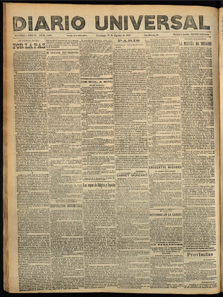 Miniatura de Diario Universal del 25 de agosto de 1907