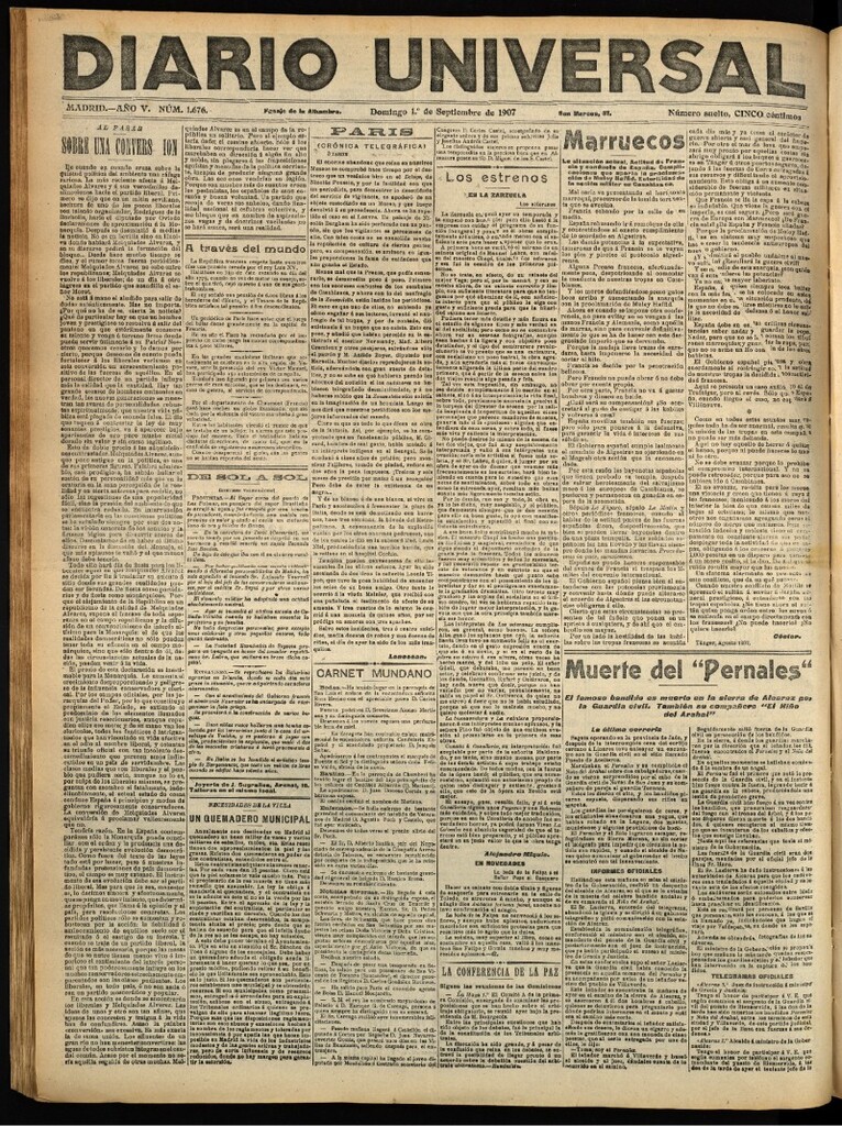 Miniatura de Diario Universal del 1 de septiembre de 1907