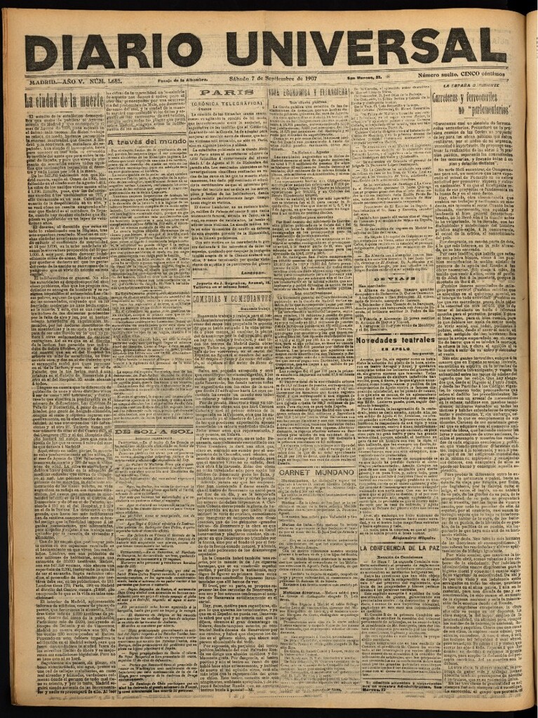 Miniatura de Diario Universal del 7 de septiembre de 1907