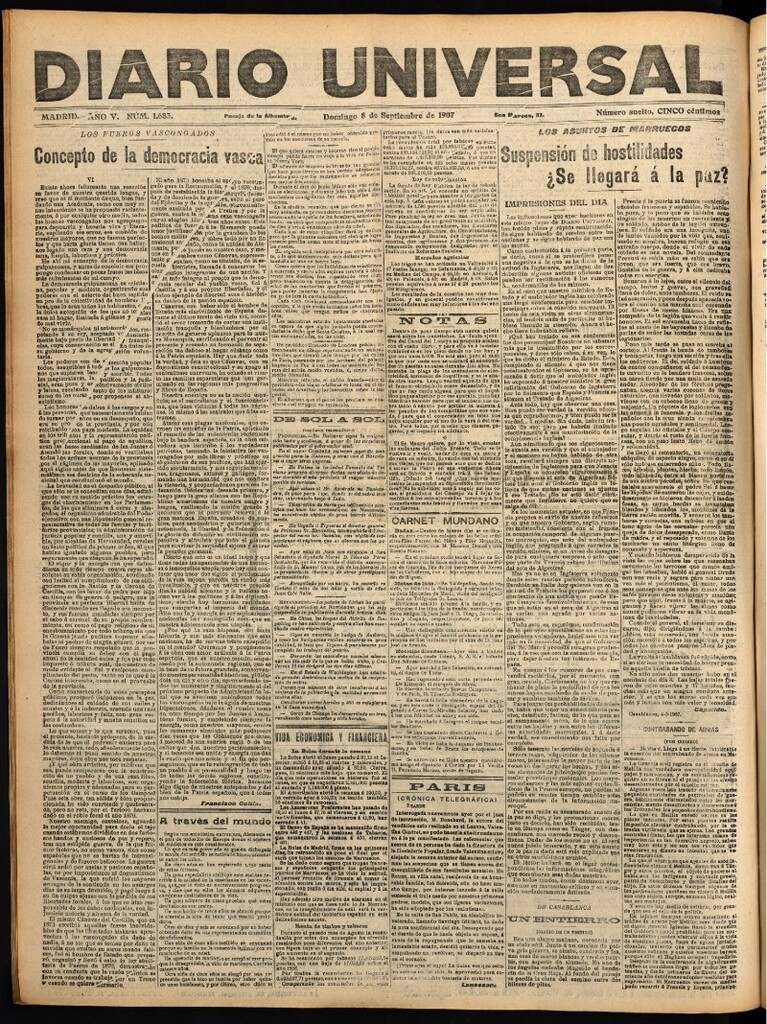 Miniatura de Diario Universal del 8 de septiembre de 1907