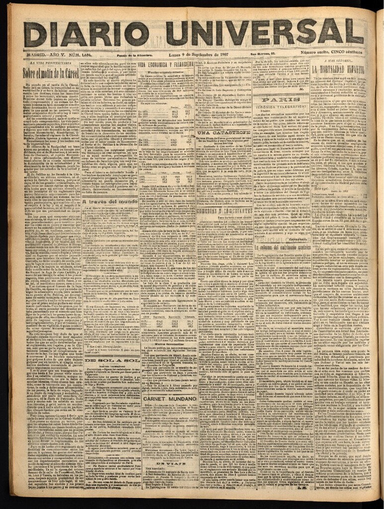 Miniatura de Diario Universal del 9 de septiembre de 1907