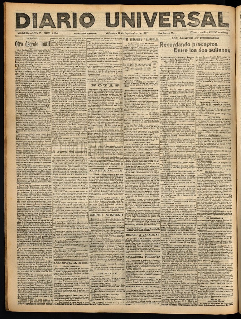 Miniatura de Diario Universal del 11 de septiembre de 1907