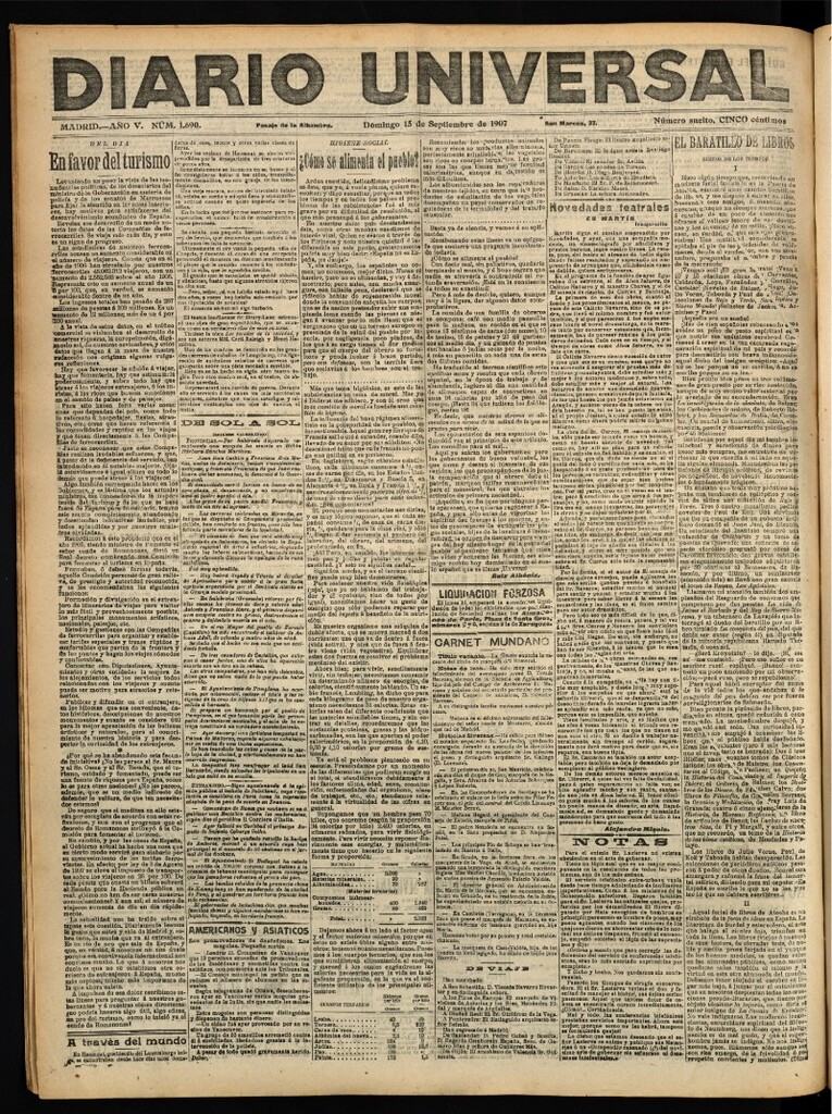 Miniatura de Diario Universal del 15 de septiembre de 1907