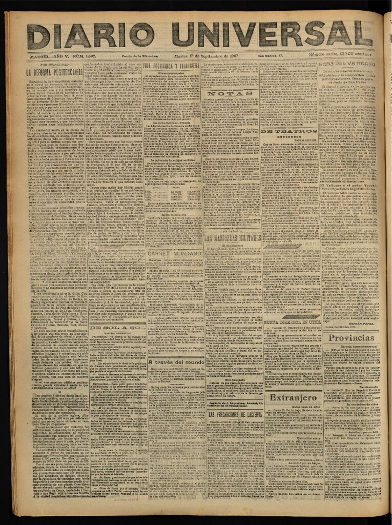Miniatura de Diario Universal del 17 de septiembre de 1907