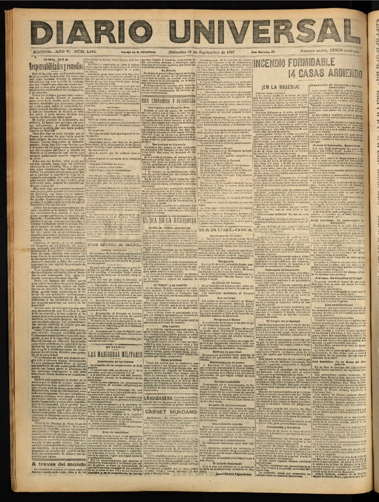 Miniatura de Diario Universal del 18 de septiembre de 1907