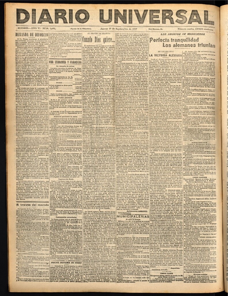 Miniatura de Diario Universal del 19 de septiembre de 1907
