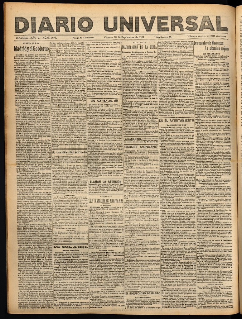 Miniatura de Diario Universal del 20 de septiembre de 1907