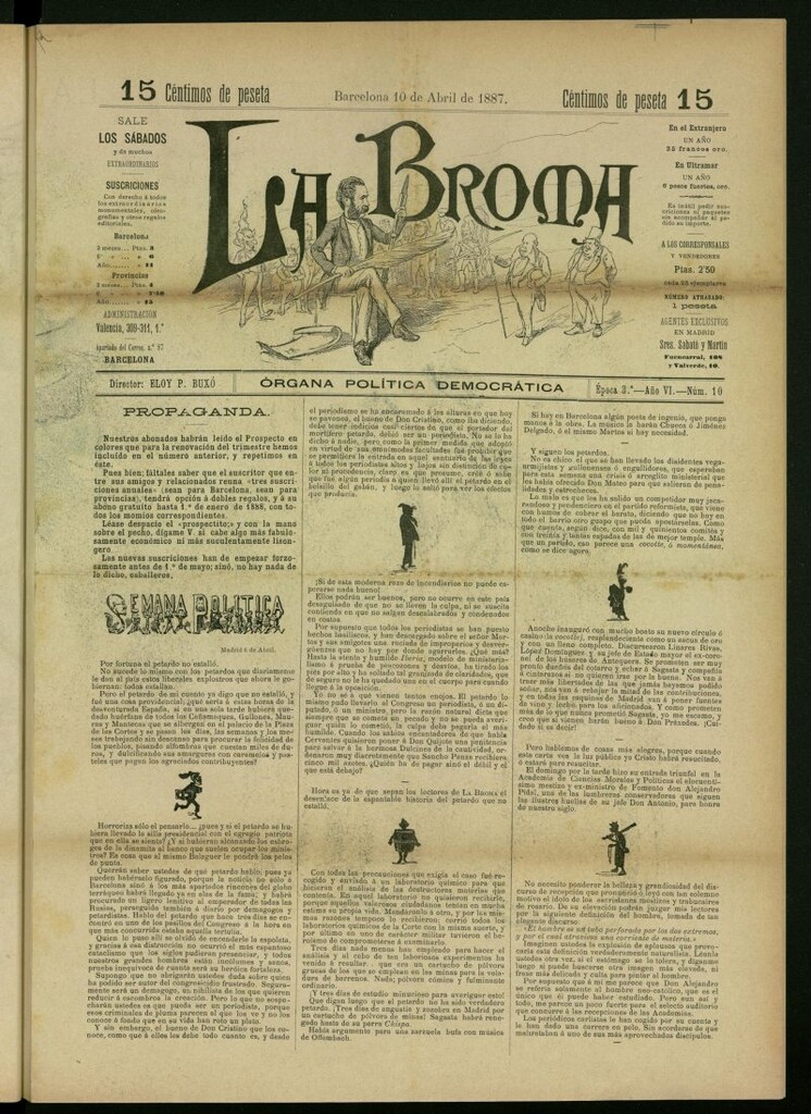 Miniatura de La Broma : órgana política liberala del 10 de abril de 1887, nº 10