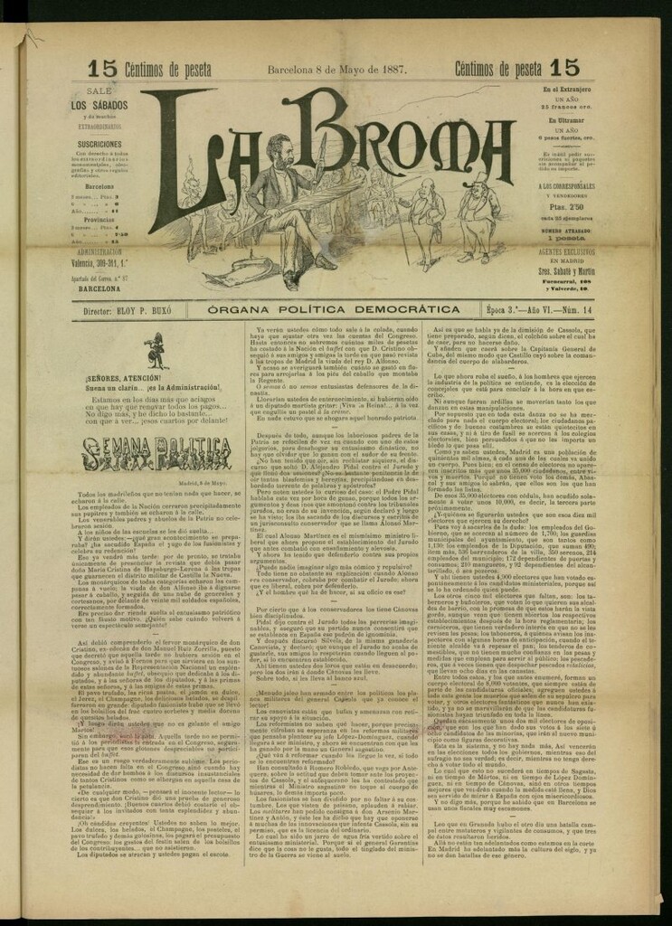 Miniatura de La Broma : órgana política liberala del 8 de mayo de 1887, nº 14