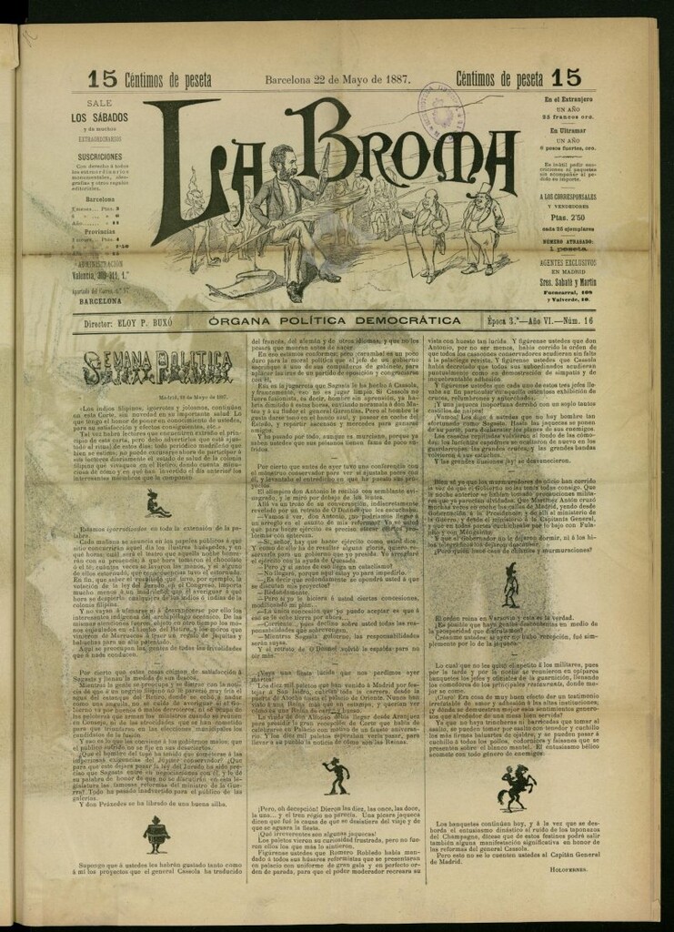 Miniatura de La Broma : órgana política liberala del 22 de mayo de 1887, nº 16