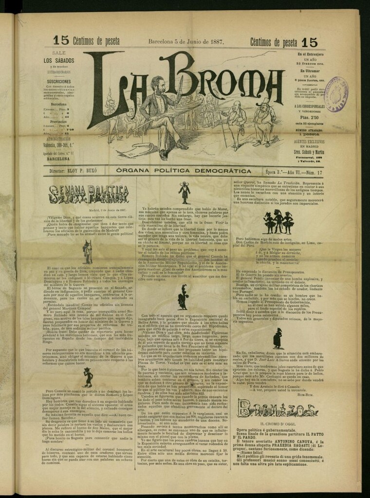 Miniatura de La Broma : órgana política liberala del 5 de junio de 1887, nº 17
