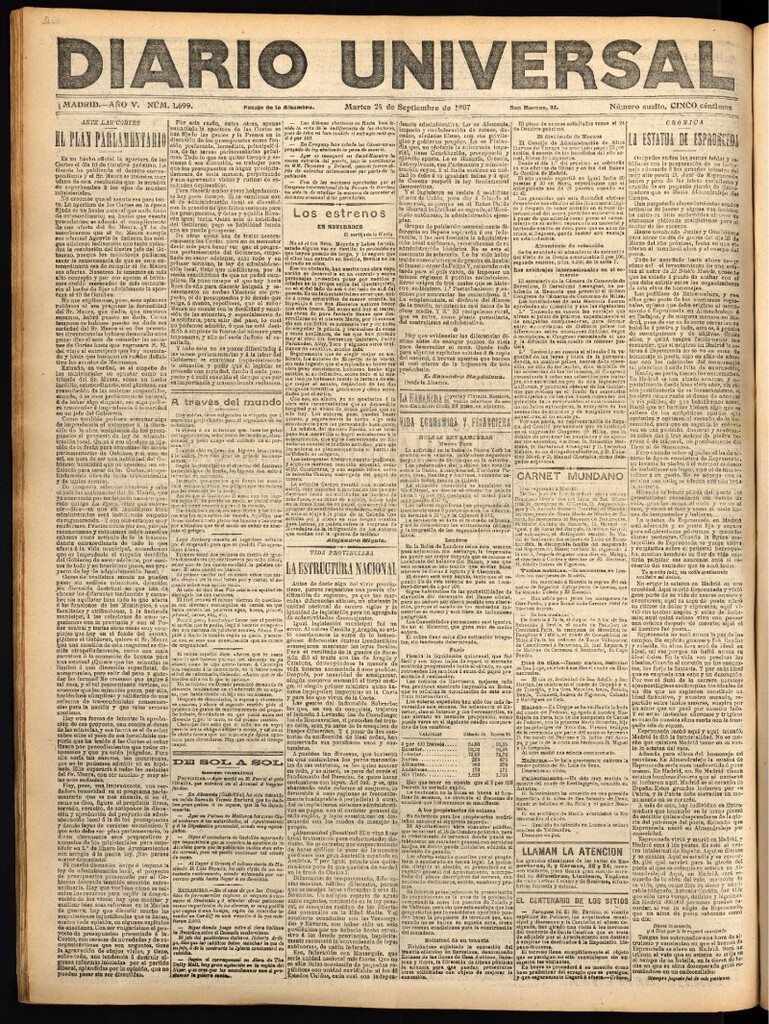 Miniatura de Diario Universal del 24 de septiembre de 1907
